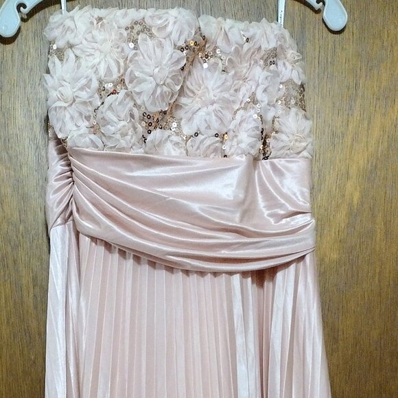 **Never worn** - Strapless Long Sequin Pleated Gown - Blush - Picture 2 of 5